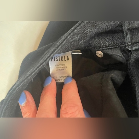 PISTOLA TEAGAN JEANS High Rise Vented Straight SZ 26 Black, Dark Vinyl $148 - Picture 7 of 7